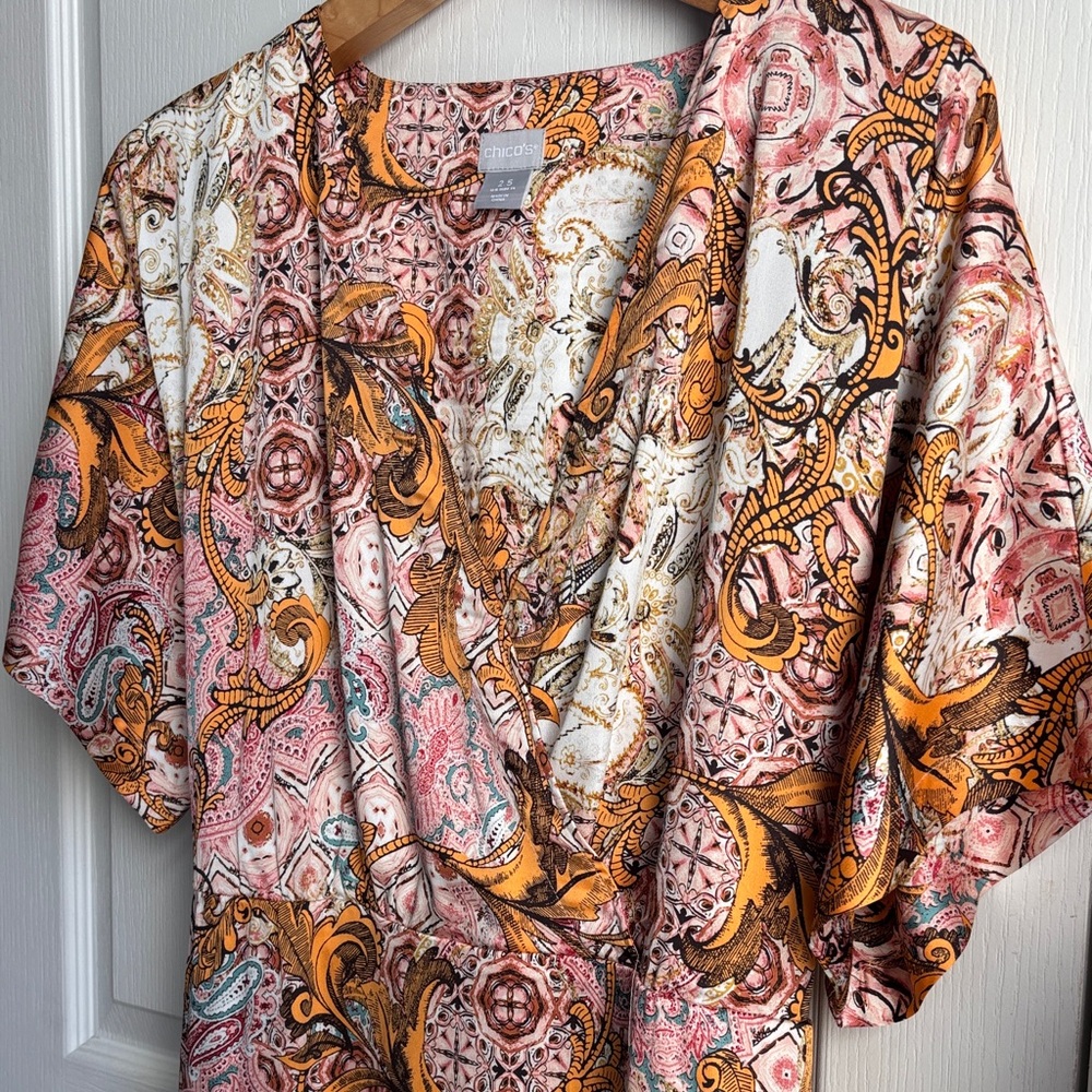 Chico's Paisley Maxi Silky Dress - Picture 5 of 11